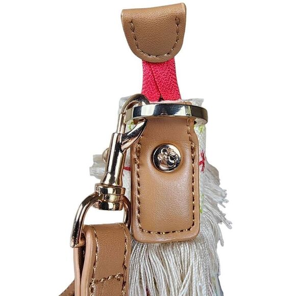 Spartina 449- Salt Meadow Boho Hipster Canvas Zip Top Tassel Crossbody Purse - Picture 9 of 12